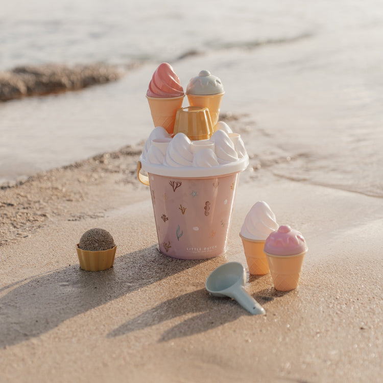 LITTLE DUTCH. Ice Cream Bucket Set Ocean Dreams Pink 14pcs