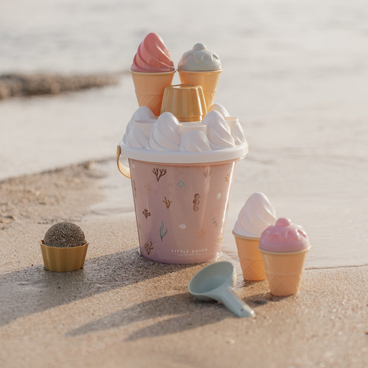 LITTLE DUTCH. Ice Cream Bucket Set Ocean Dreams Pink 14pcs