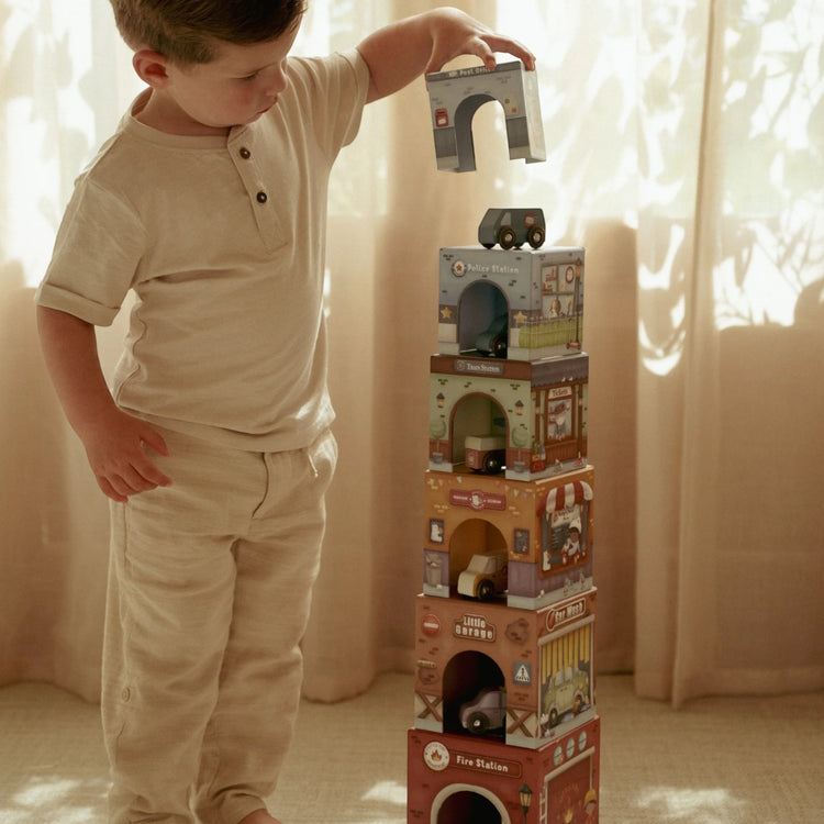 LITTLE DUTCH. Stacking blocks with cars FSC