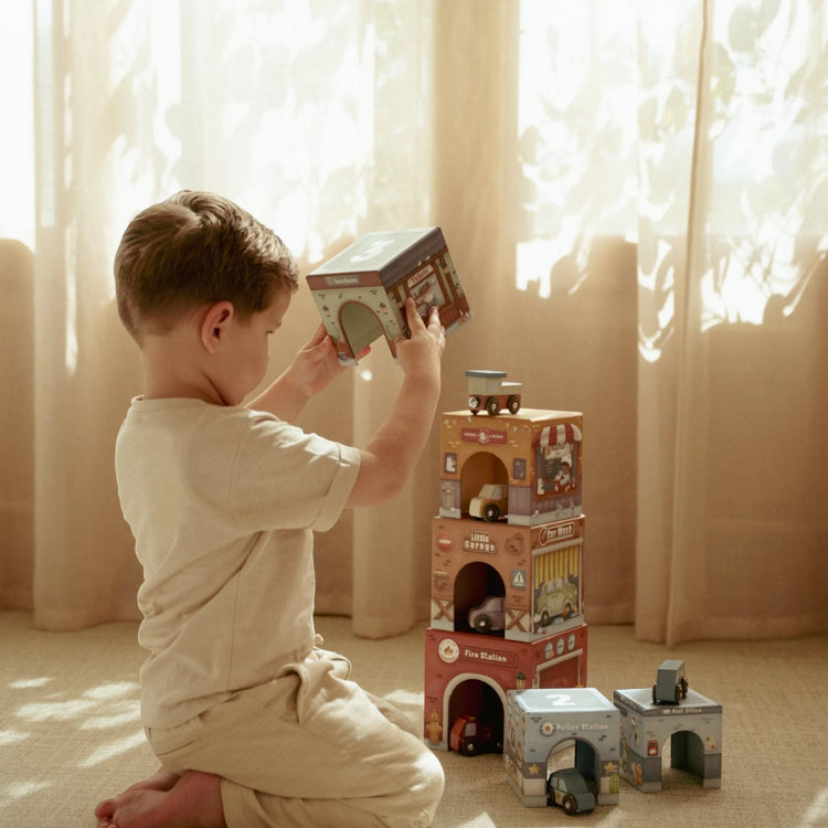 LITTLE DUTCH. Stacking blocks with cars FSC
