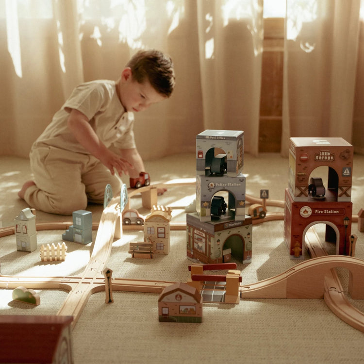 LITTLE DUTCH. Stacking blocks with cars FSC
