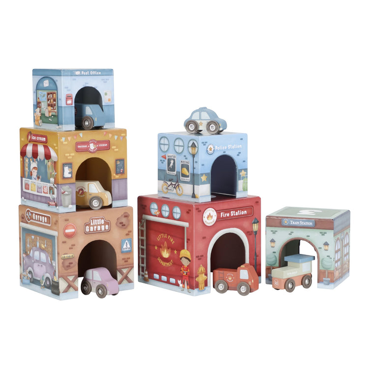 LITTLE DUTCH. Stacking blocks with cars FSC