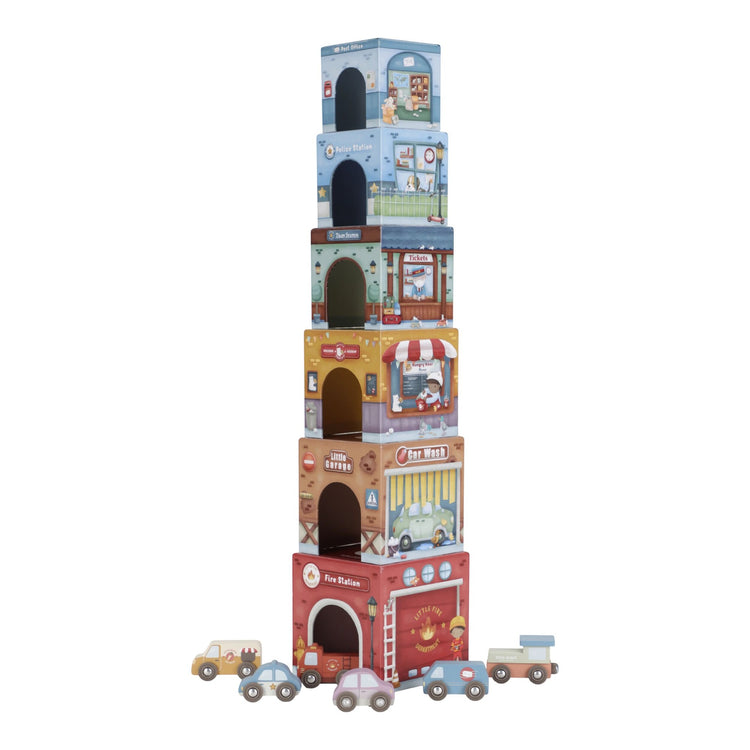 LITTLE DUTCH. Stacking blocks with cars FSC