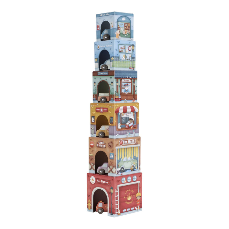LITTLE DUTCH. Stacking blocks with cars FSC
