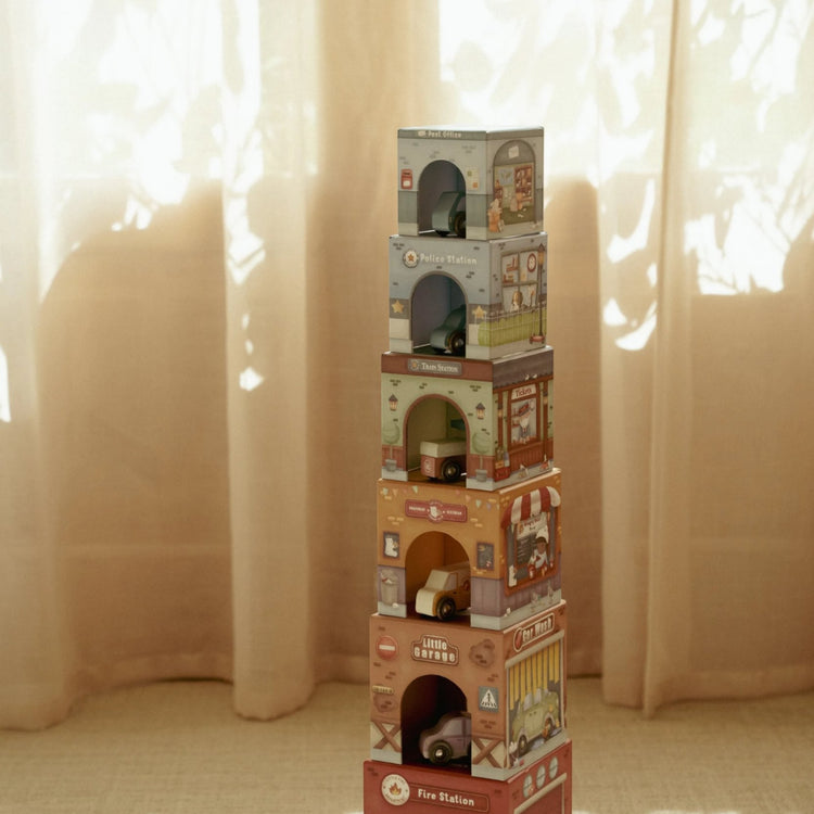 LITTLE DUTCH. Stacking blocks with cars FSC