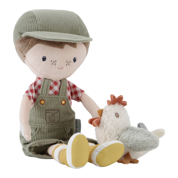 LITTLE DUTCH. Cuddle doll Farmer Jim with chicken 35cm