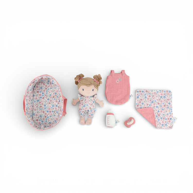 LITTLE DUTCH. Υφασμάτινο μωρό σε καλαθούνα Rosa (30 εκ.)