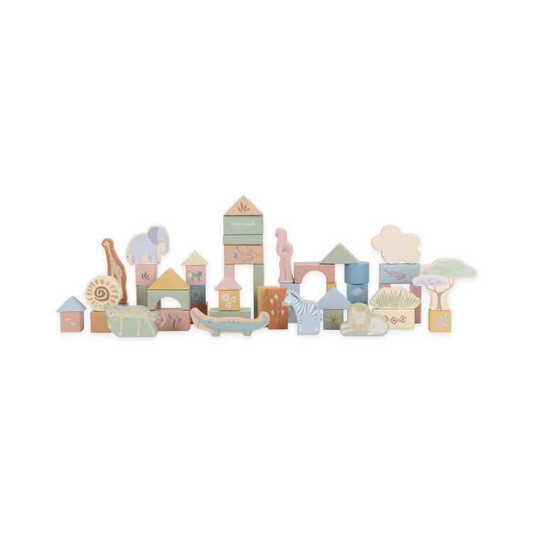 LITTLE DUTCH. Wooden building blocks Safari Friends FSC