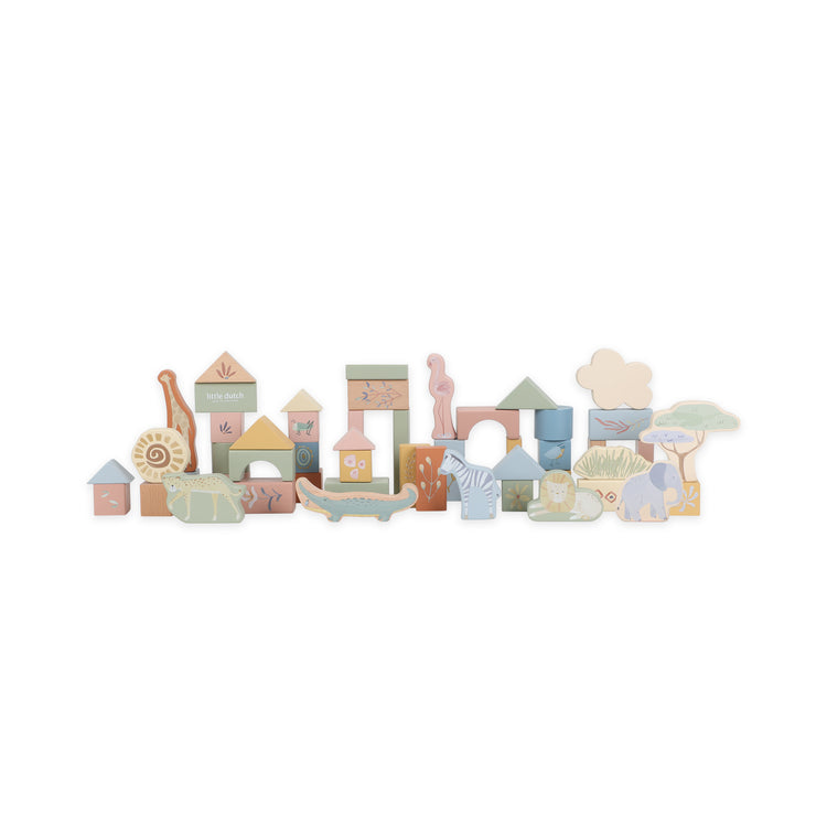 LITTLE DUTCH. Wooden building blocks Safari Friends FSC