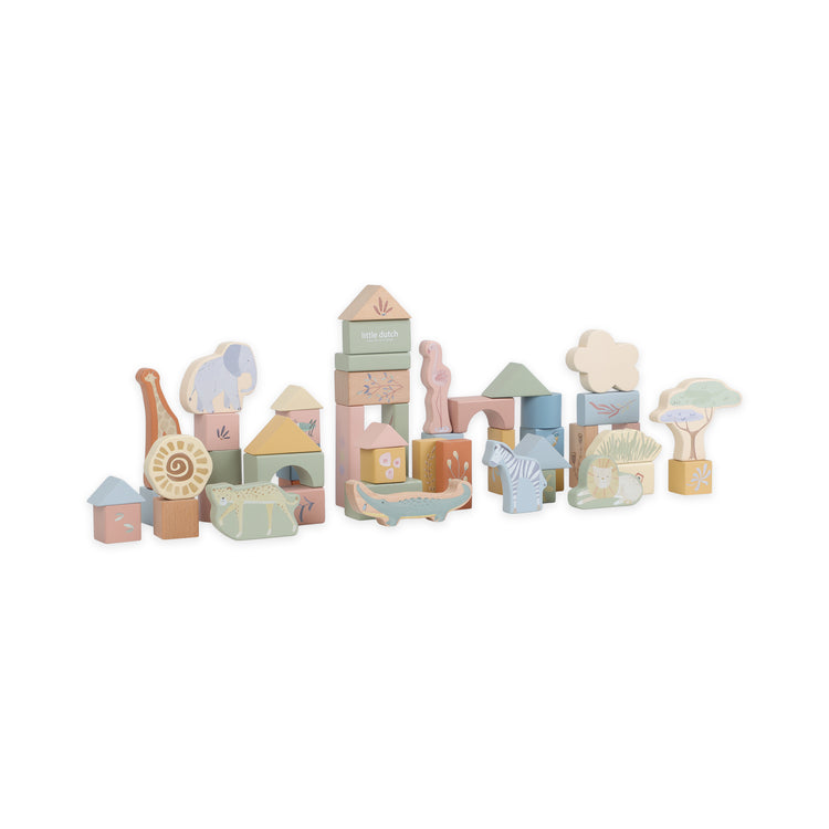 LITTLE DUTCH. Wooden building blocks Safari Friends FSC