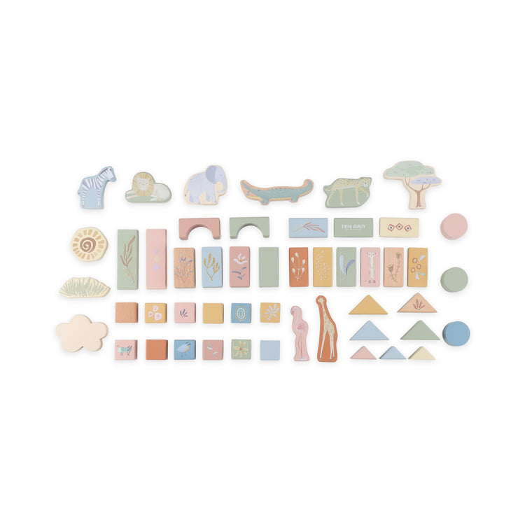 LITTLE DUTCH. Wooden building blocks Safari Friends FSC