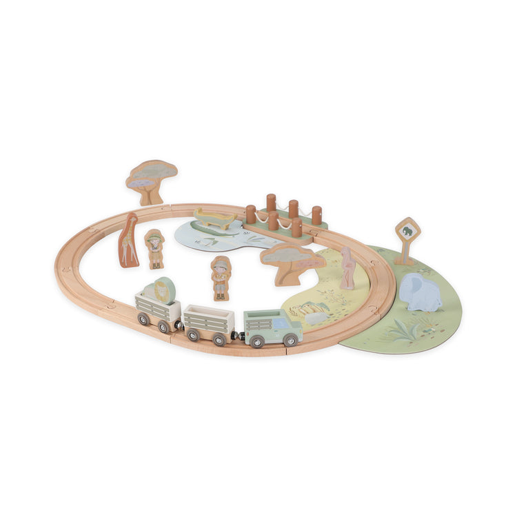 LITTLE DUTCH. Wooden train set Safari Friends FSC