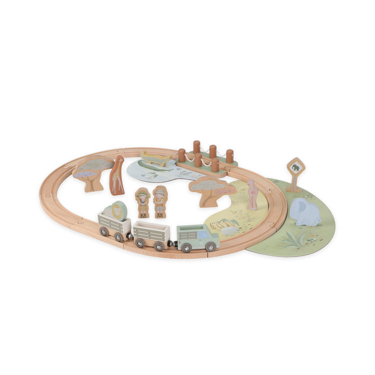 LITTLE DUTCH. Wooden train set Safari Friends FSC