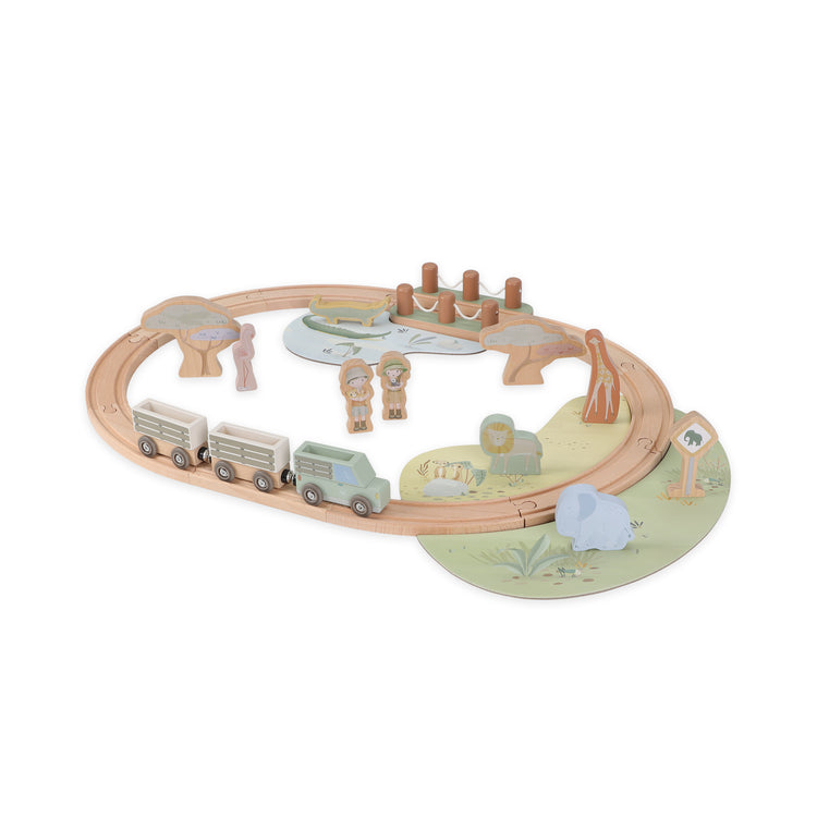 LITTLE DUTCH. Wooden train set Safari Friends FSC