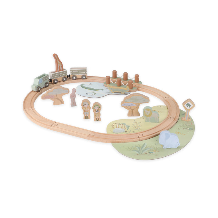 LITTLE DUTCH. Wooden train set Safari Friends FSC