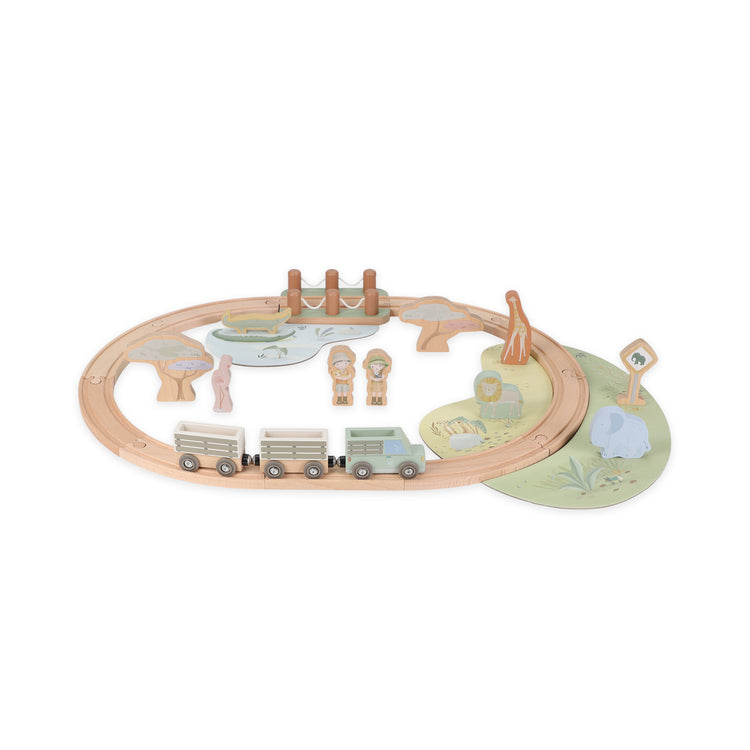LITTLE DUTCH. Wooden train set Safari Friends FSC