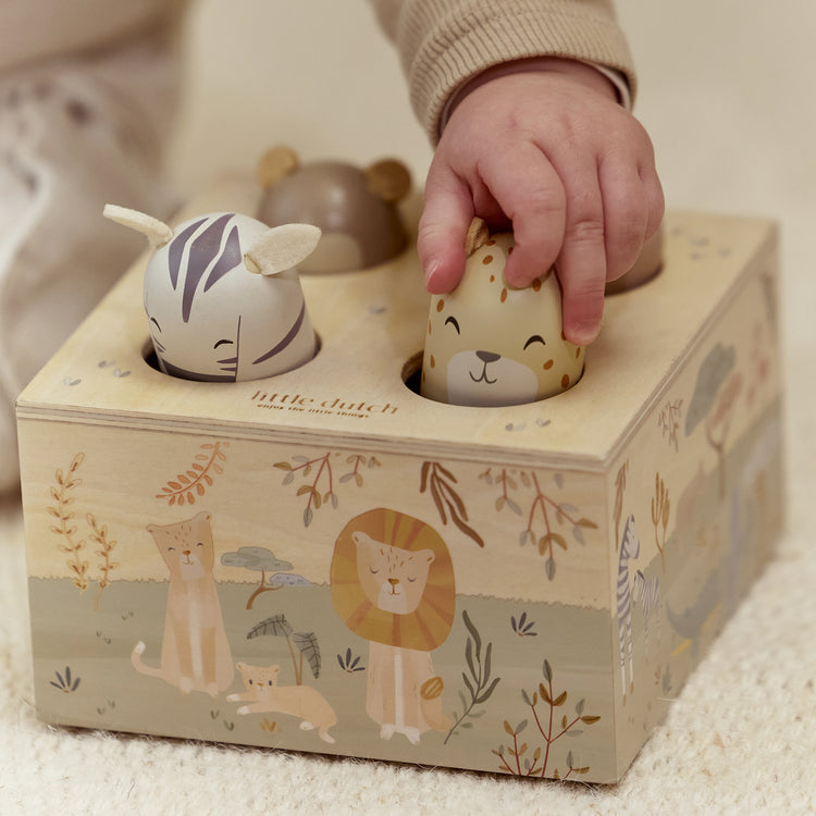 LITTLE DUTCH. Wooden Pop-up Toy Safari Friends FSC