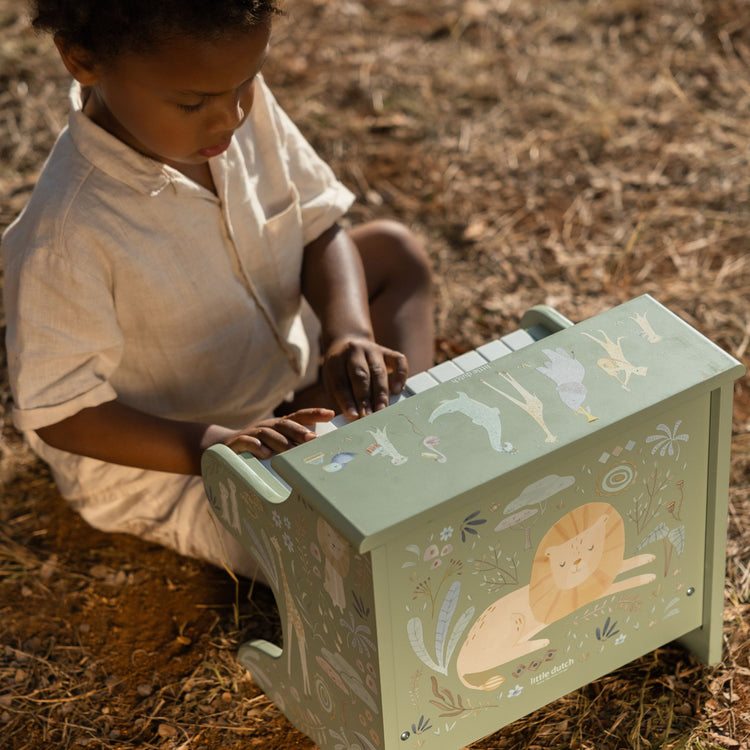 LITTLE DUTCH. Wooden piano Safari Friends FSC (green)
