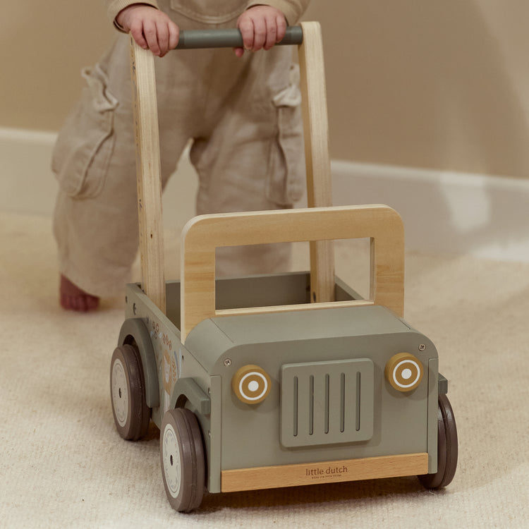 LITTLE DUTCH. Wooden safari push car Safari Friends FSC