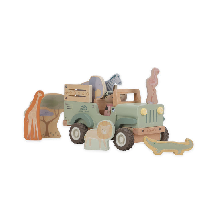 LITTLE DUTCH. Ξύλινο αυτοκινητάκι Safari με ζωάκια Safari Friends FSC