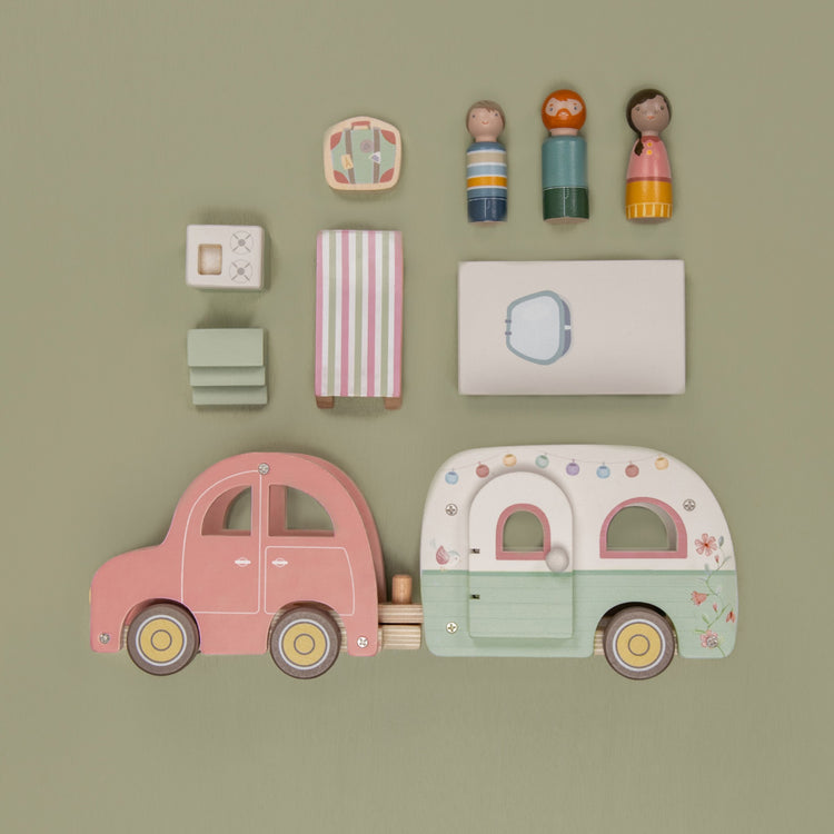 LITTLE DUTCH. Toy Car with caravan FSC