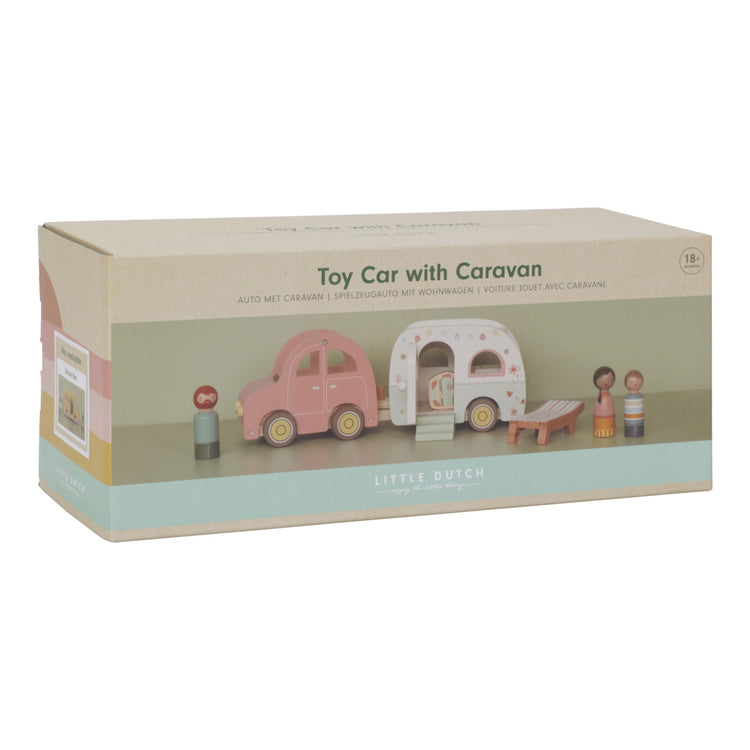 LITTLE DUTCH. Toy Car with caravan FSC