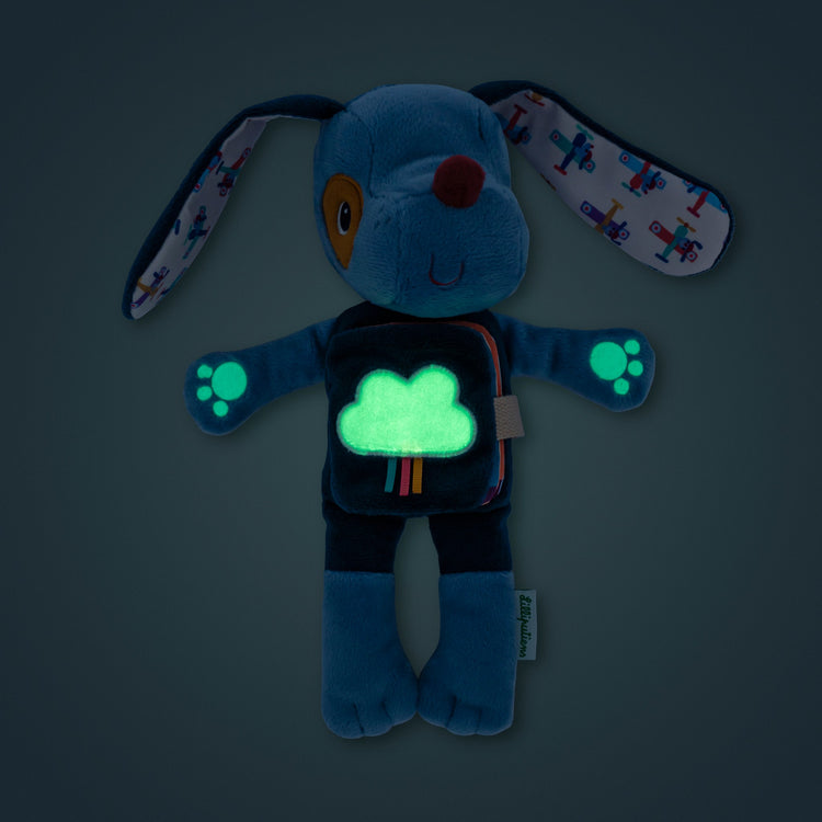 LILLIPUTIENS. Glow-in-the-Dark Soft Toy and Fabric Book - Jules the Dog