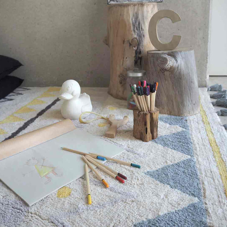 Lorena Canals. Χαλί δωματίου Azteca Natural Vintage Blue 140x200