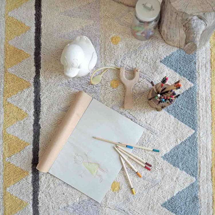 Lorena Canals. Χαλί δωματίου Azteca Natural Vintage Blue 140x200