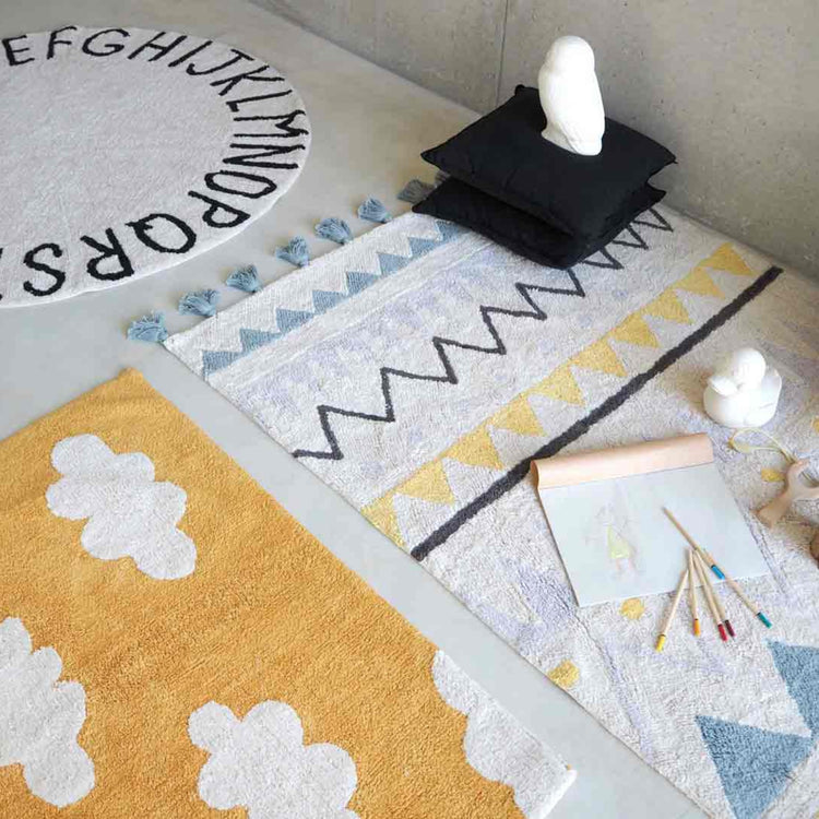 Lorena Canals. Χαλί δωματίου Azteca Natural Vintage Blue 140x200