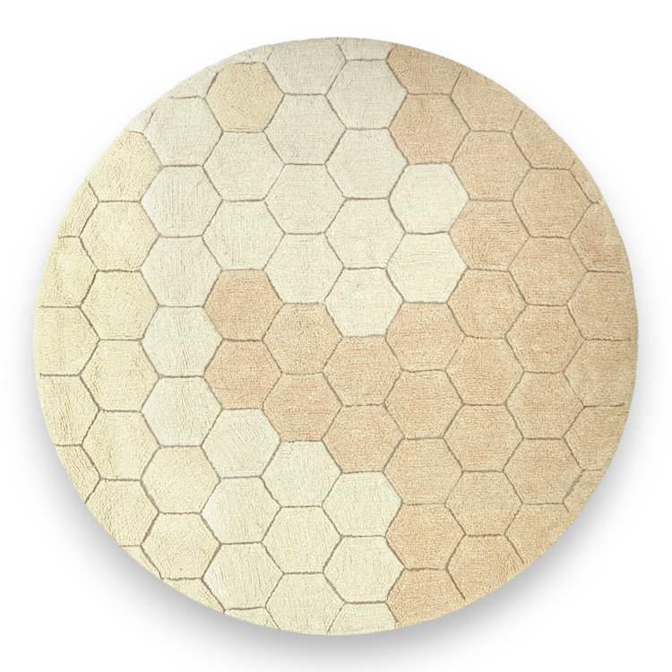 Lorena Canals. Χαλί δωματίου στρόγγυλο Round Honeycomb Golden 140 εκ.