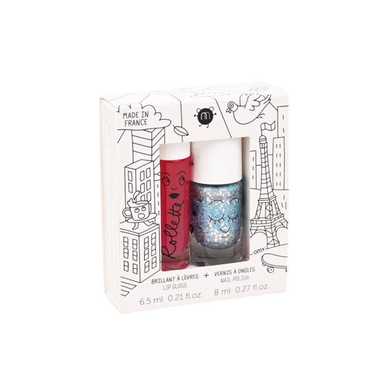 NAILMATIC. Nail polish + Lip gloss set Magical Kid's Makeup (Luna-Raspberry)