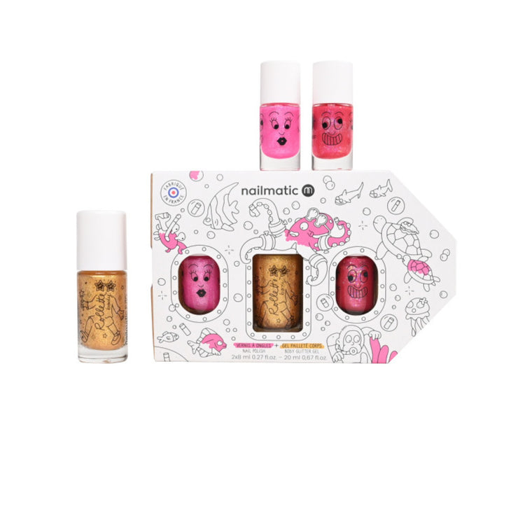 NAILMATIC. Children's makeup kit - Underwater Exploration (Pinky-Flamingo-Yellow gold)