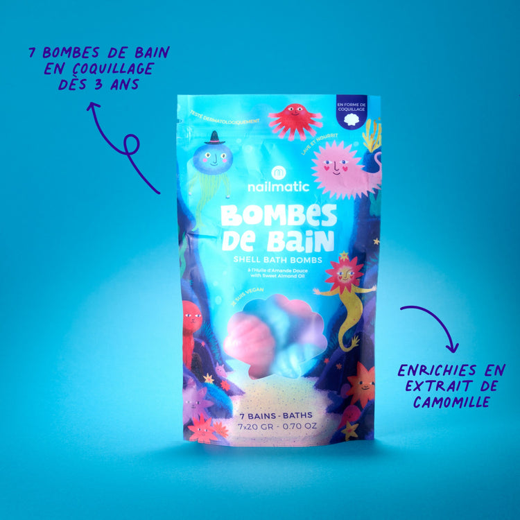 NAILMATIC. Shell Bath Bombs with sweet almond oil (7x20gr)