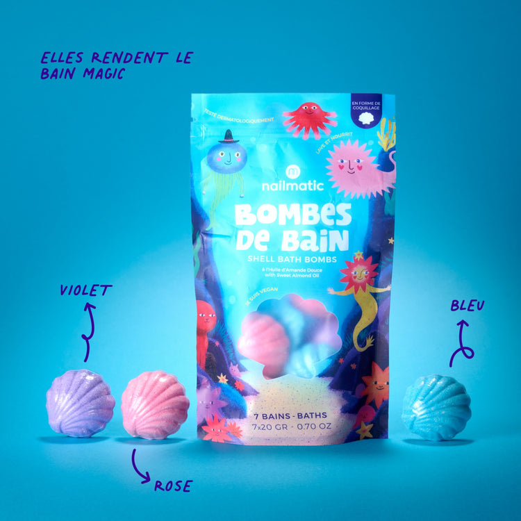 NAILMATIC. Shell Bath Bombs with sweet almond oil (7x20gr)