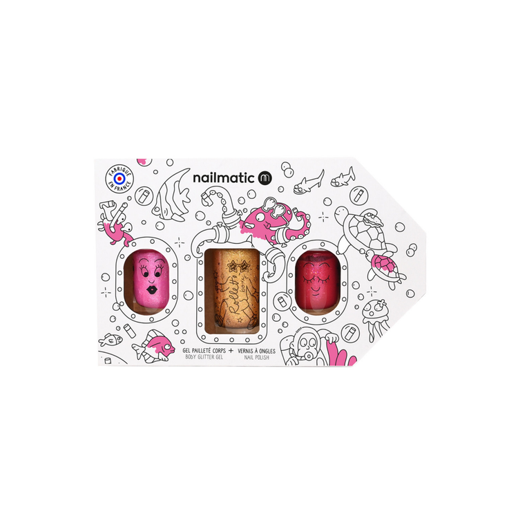 NAILMATIC. Children's makeup kit - Underwater Exploration (Pinky-Flamingo-Yellow gold)