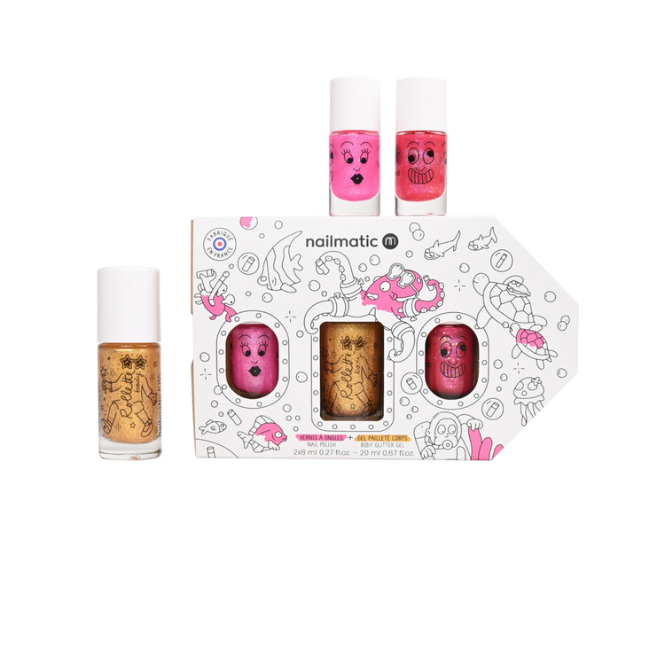 NAILMATIC. Children's makeup kit - Underwater Exploration (Pinky-Flamingo-Yellow gold)
