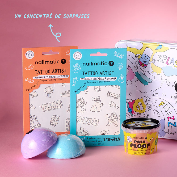 NAILMATIC. Magic Box Gift Set Blue - Bath Fun & Happy Families Card Game