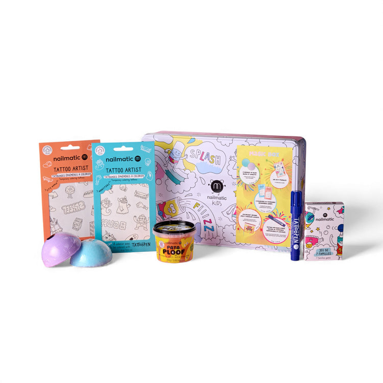 NAILMATIC. Magic Box Gift Set Yellow - Bath Fun & Happy Families Card Game