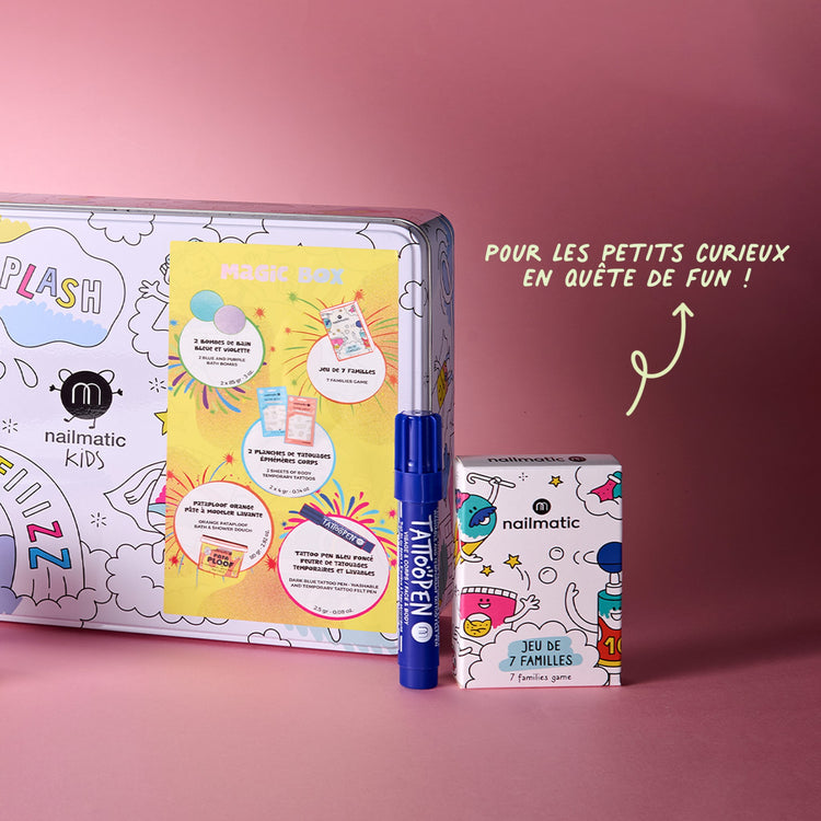 NAILMATIC. Magic Box Gift Set Yellow - Bath Fun & Happy Families Card Game