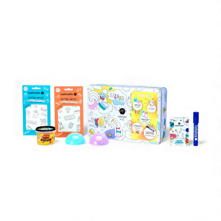 NAILMATIC. Magic Box Gift Set Yellow - Bath Fun & Happy Families Card Game