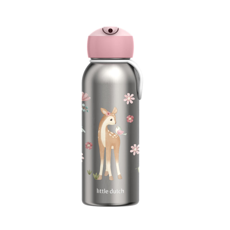 LITTLE DUTCH. Ανοξείδωτο μπουκάλι - θερμός flip-up campus 350 ml - Fairy Garden