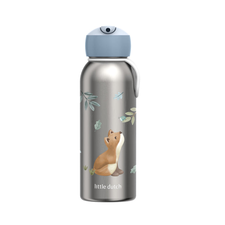 LITTLE DUTCH. Ανοξείδωτο μπουκάλι - θερμός flip-up campus 350 ml - Forest Friends