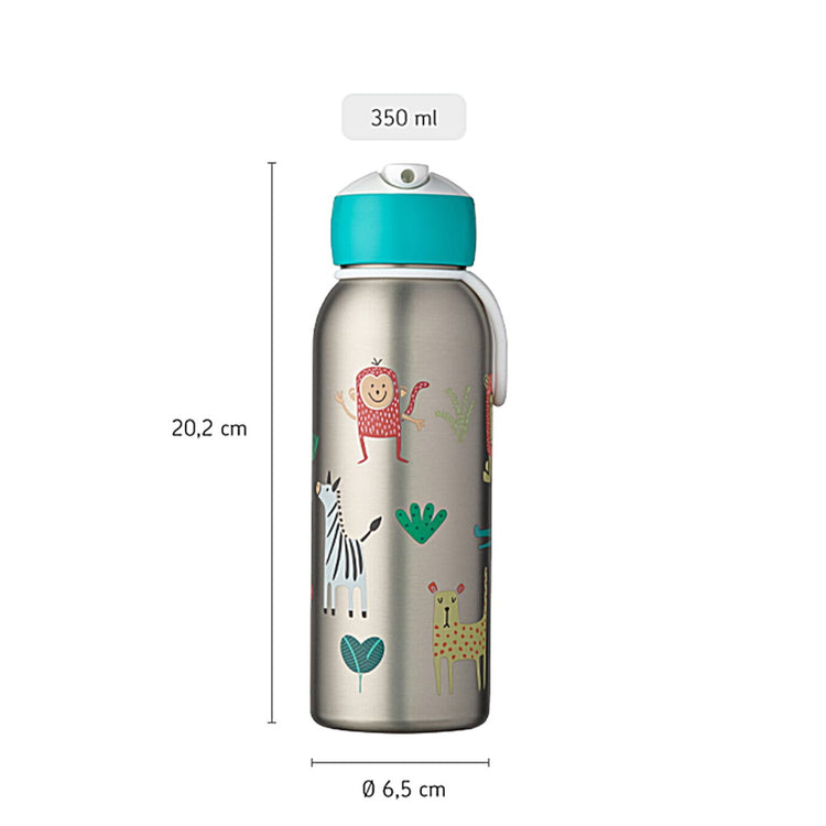 LITTLE DUTCH. Ανοξείδωτο μπουκάλι - θερμός flip-up campus 350 ml - Forest Friends