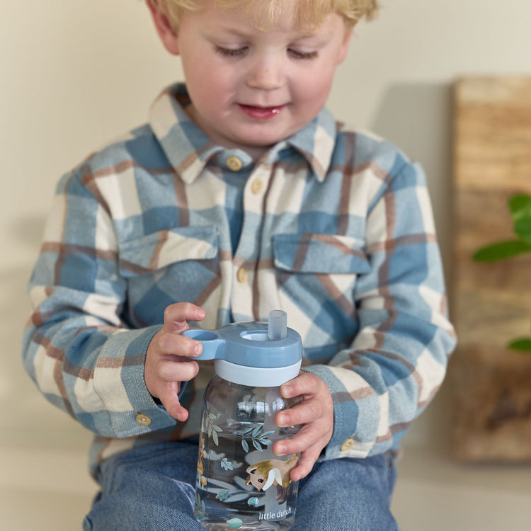 LITTLE DUTCH. Drinking bottle with straw Campus 450 ml - Forest Friends
