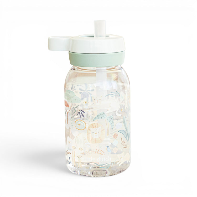 LITTLE DUTCH. Drinking bottle with straw Campus 450 ml - Safari Friends