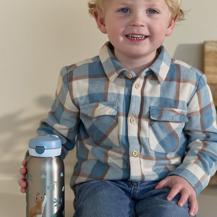LITTLE DUTCH. Insulated bottle with flip cap Campus 500 ml - Forest Friends