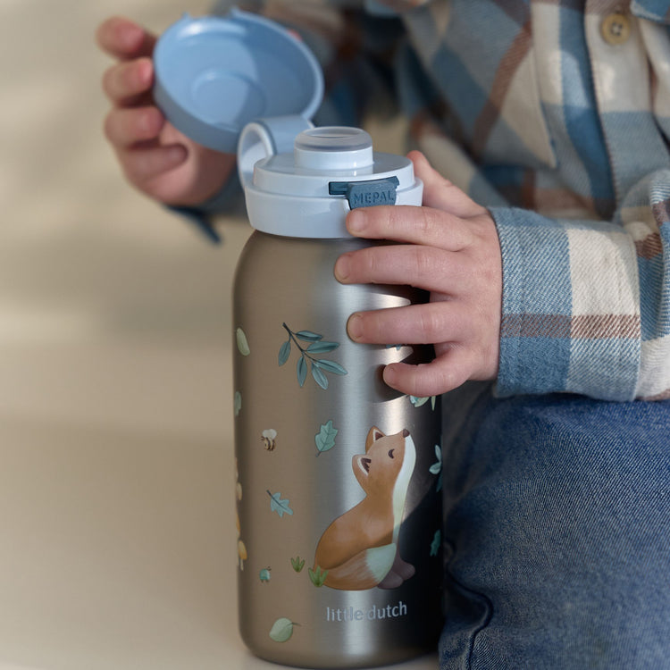 LITTLE DUTCH. Insulated bottle with flip cap Campus 500 ml - Forest Friends