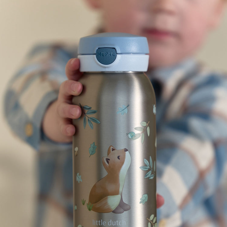 LITTLE DUTCH. Stainless steel bottle + flip cap Campus 600 ml - Forest Friends