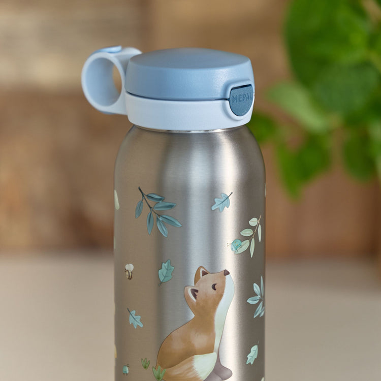 LITTLE DUTCH. Stainless steel bottle + flip cap Campus 600 ml - Forest Friends